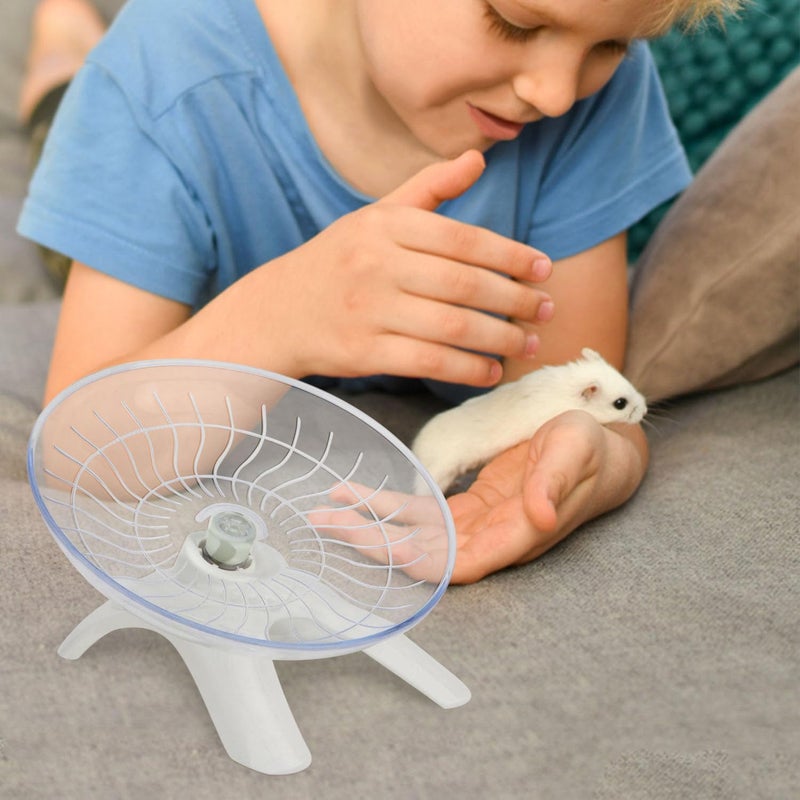 Reshiho Hamster Wheel Silent Hamster Exercise Wheel Running Spinner Hamster Flying Saucer for Hamsters Gerbils Mice and Other Small Pets (White) - Image 3